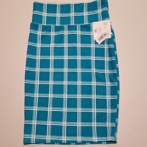Teal & White Checkered Skirt LuLaRoe Cassie Skirt